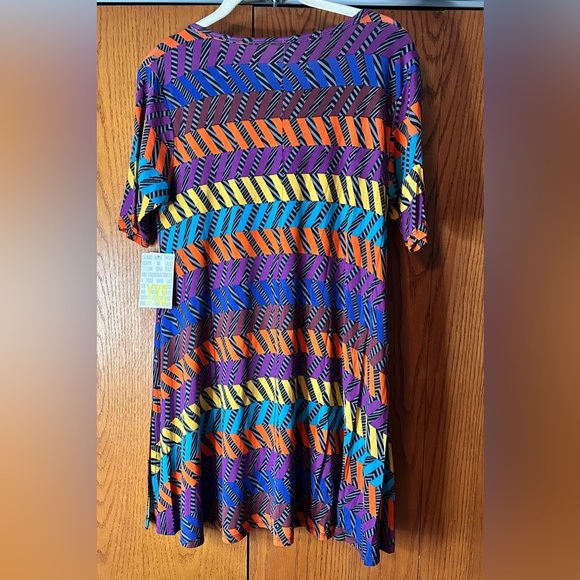 NWT Lularoe XXSmall Perfect High Low T Shirt Tunic Purple Orange Blue Gold Black - Picture 3 of 16